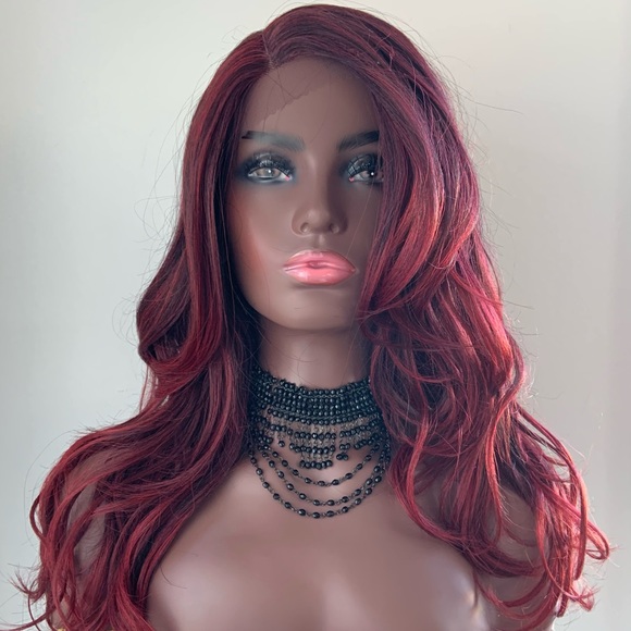Gorgeous 22” Ombre Red Pepper Lace Front Synthetic Wig - Picture 4 of 8